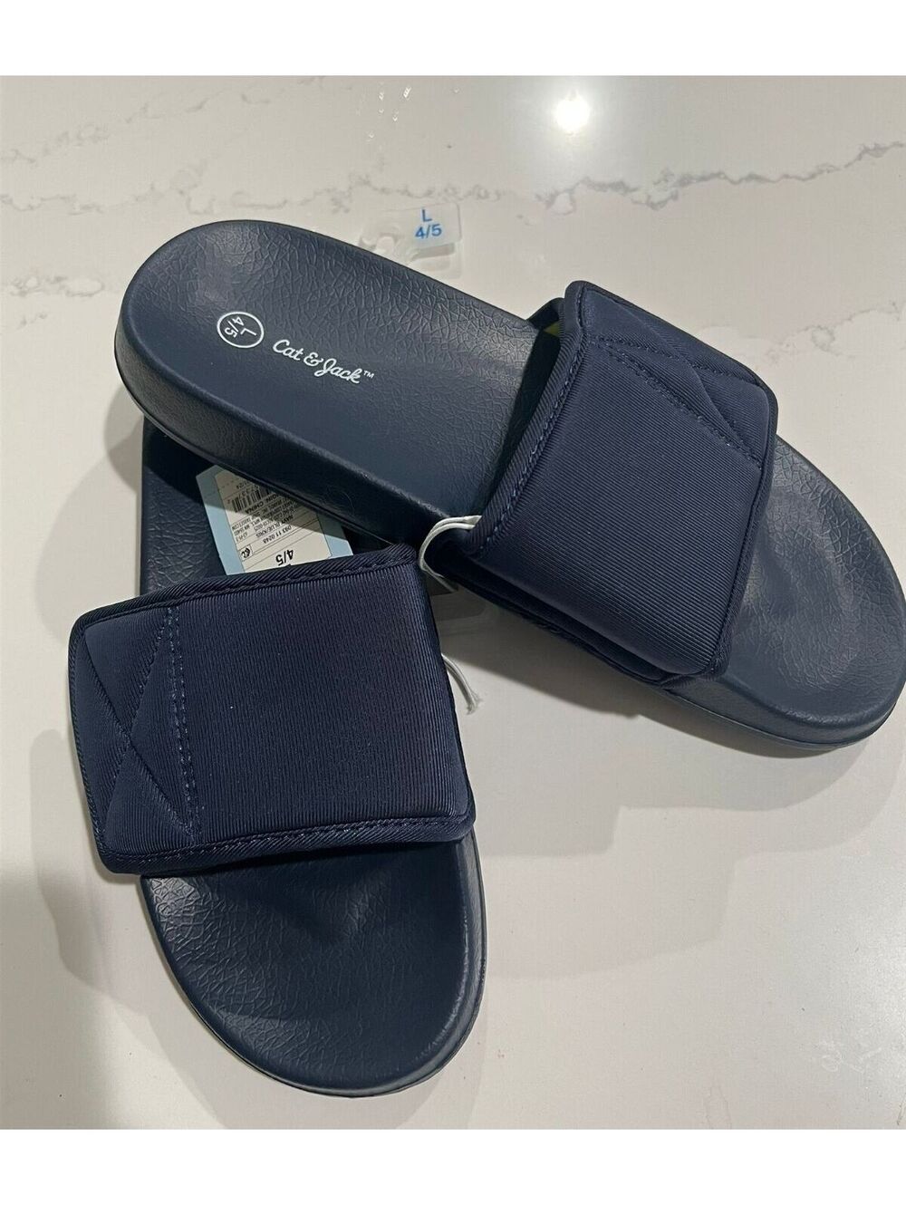 Cat & Jack Kids' Kris Sport Slide Sandals, Small - Navy Blue size L (4/5)